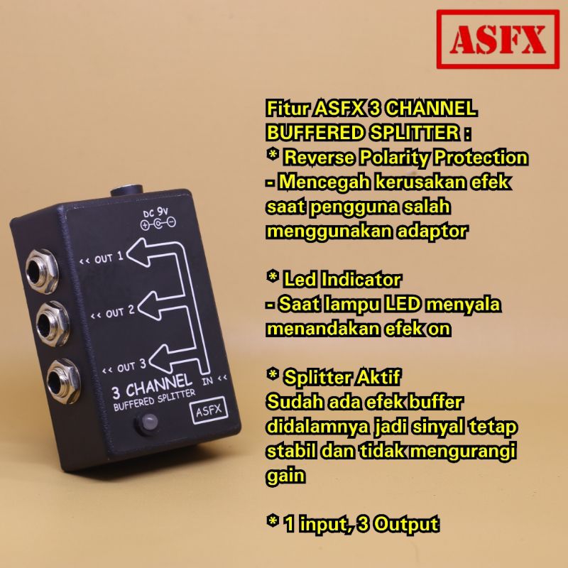 Efek ASFX 3 CHANNEL BUFFERED SPLITTER active splitter buffer pedal untuk gitar dan bass