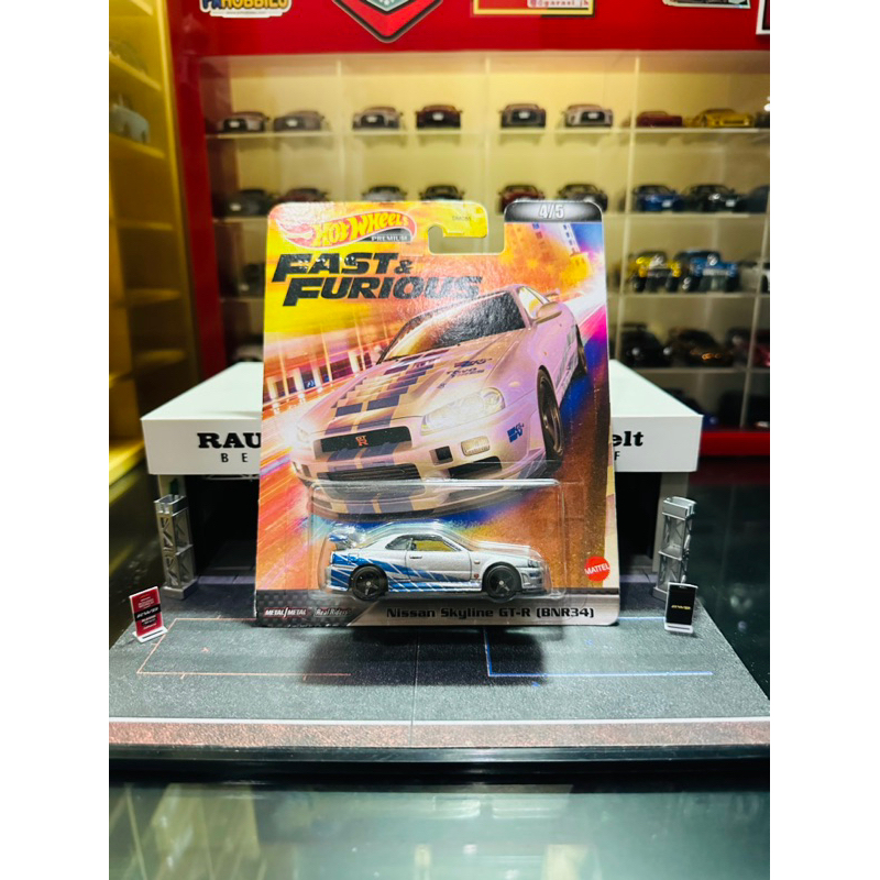 Hotwheels Fast Retro Entertainment Nissan Skyline GTR R34 (BNR34) Silver Blue