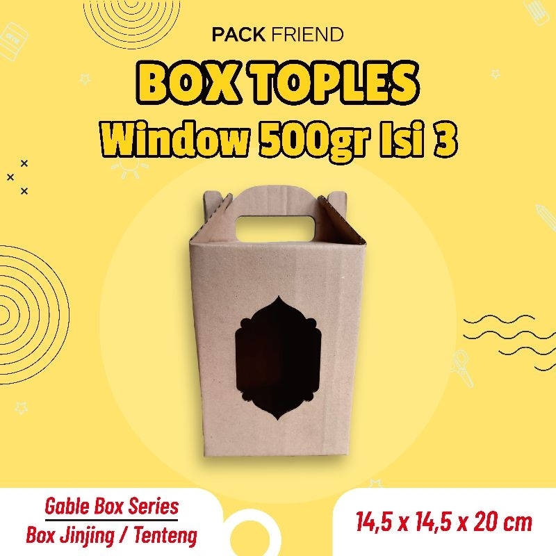 

Box Toples Jinjing/ Gable Box/ Dus Hampers Parcel Kue Kering 500gr isi 3 Toples