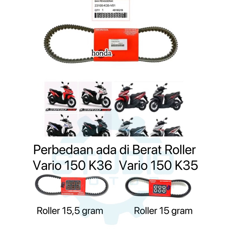 23100K36BA0 / 23100K35BA0 Belting + Roller Vanbelt V-Belt Kit Vario 125 LED Vario 150 Led Original Honda