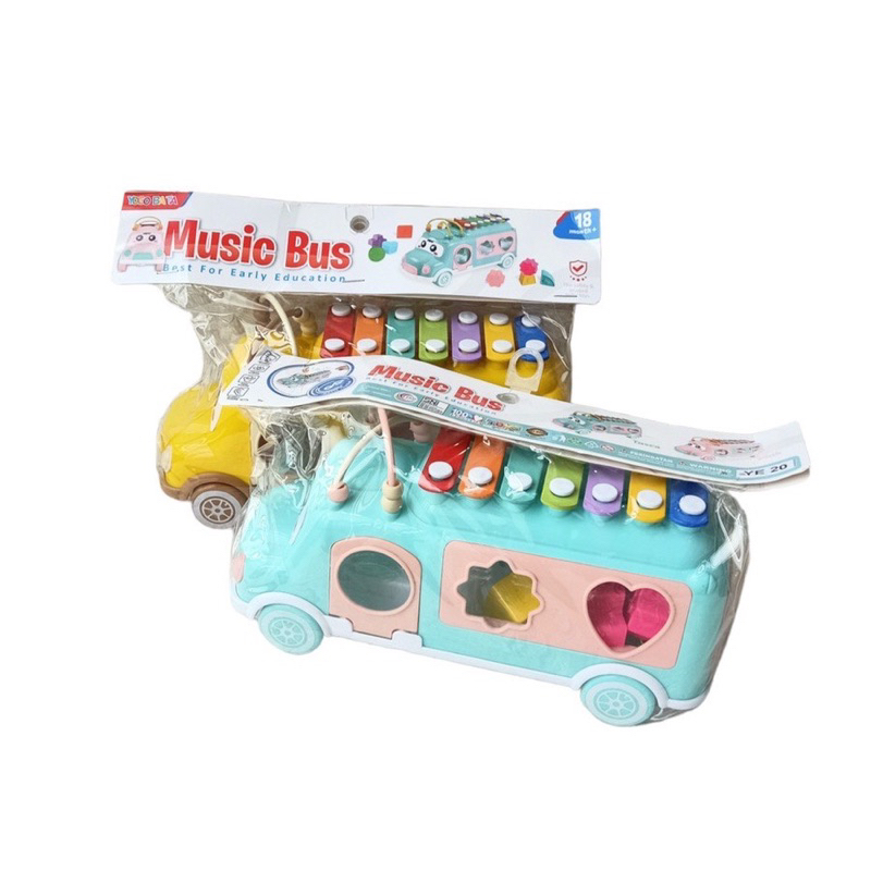 Bus Xylophone mobil 3in1 bus Xylophone Musik Sorting Bentuk dan Alur Kawat Mainan Anak Edukasi Mainan Music Pukul Xylophone