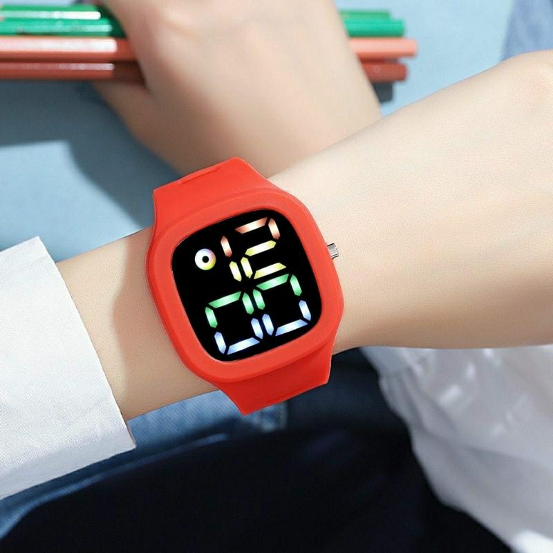 Jam Tangan LED Digital Pria Wanita Rubber Tahan Air Electronic Fashion Couple