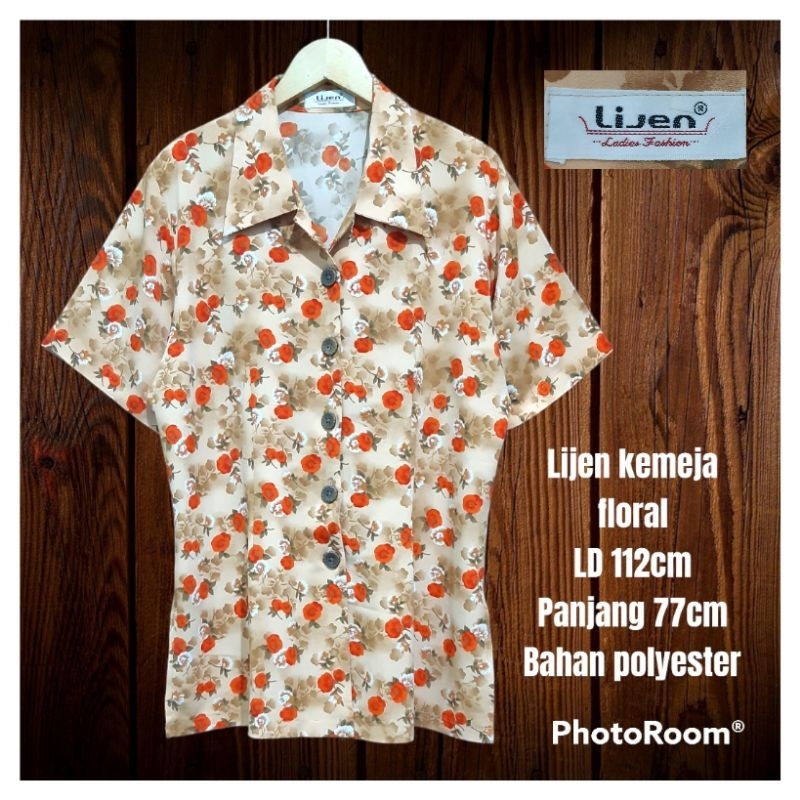 Lijen kemeja wanita floral