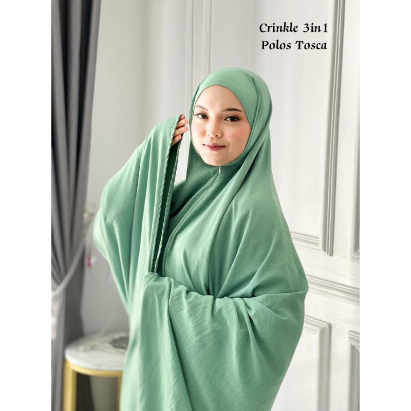 COD Mukena Polos Crinkle 3 in 1 Dewasa Jumbo