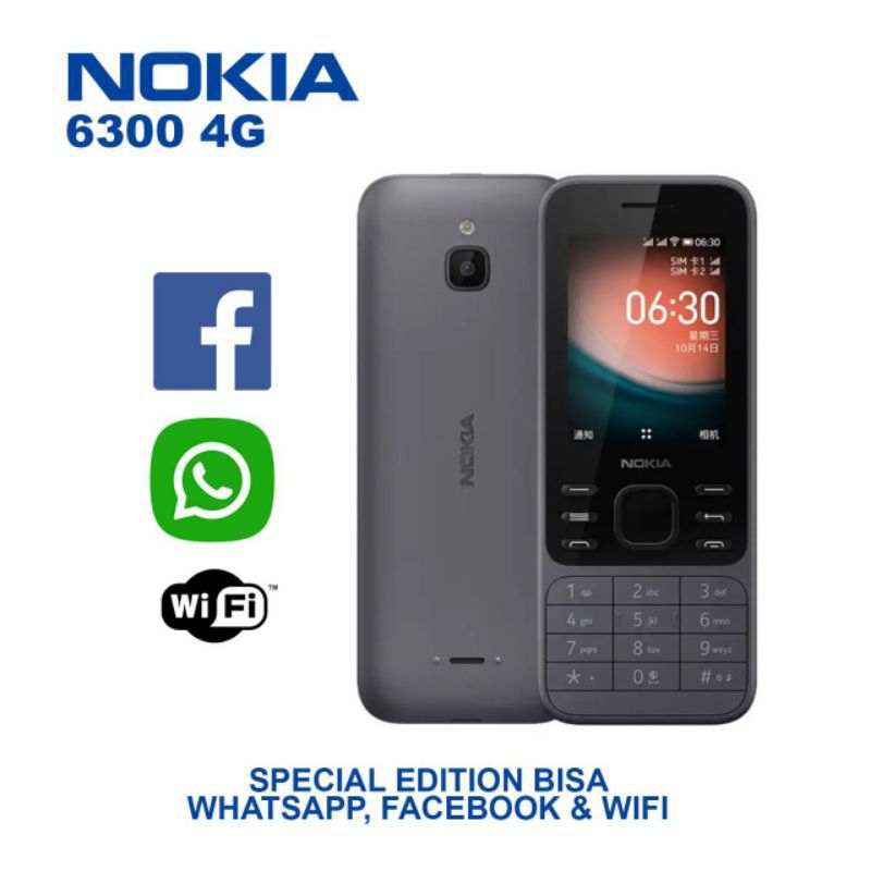 Nokia 6300 4g dual Sim bisa WhatsApp, Facebook