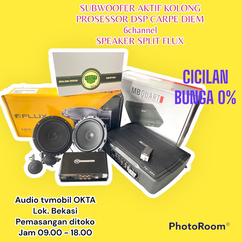 PAKET AUDIO MOBIL HEMAT DSP, SUBWOOFER AKTIF, SPEAKER FLUX