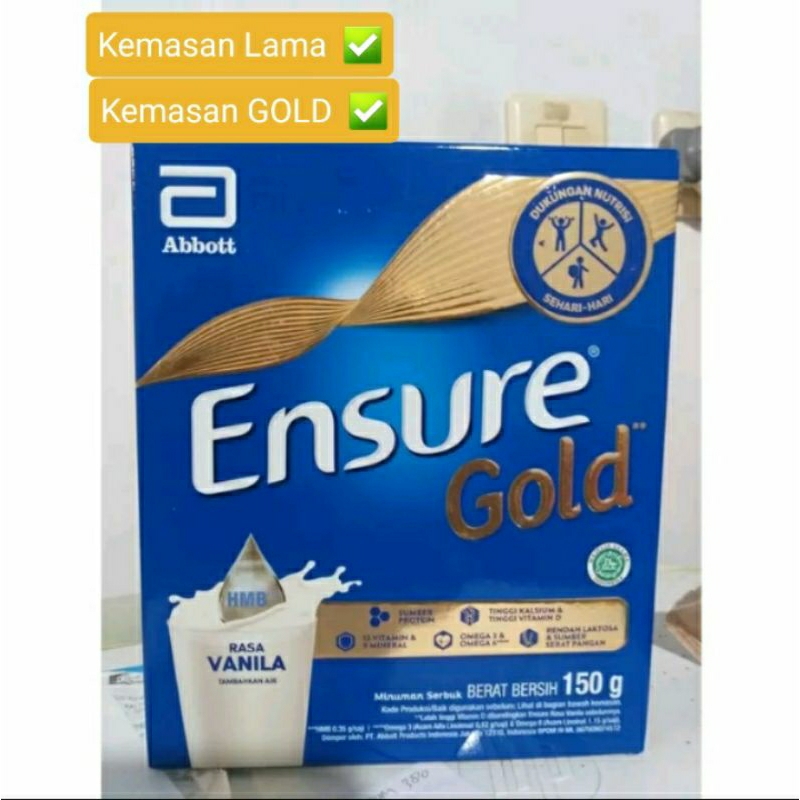 

Susu Ensure Vanilla 150 Gram Kemasan Lama dan Kemasan Baru (GOLD)