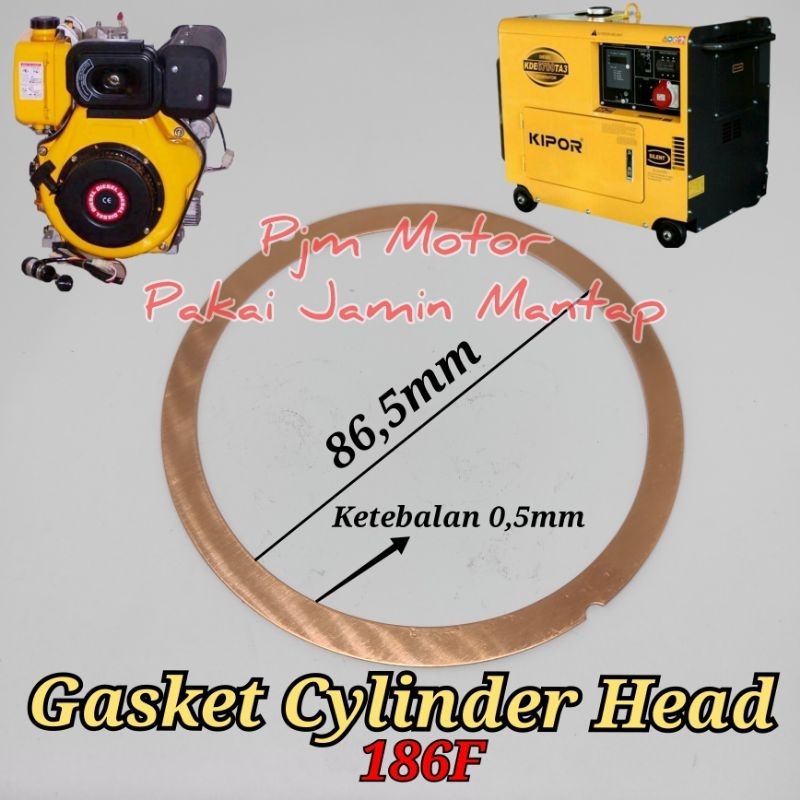 186F Gasket Head Paking Kop Deksel Mesin Genset Silent Kipor Kama Krisbow KDE6700 8000watt 9000watt