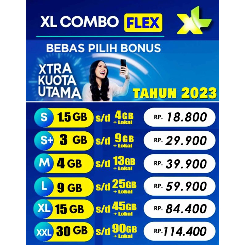 Tembak Paket XL Combo Flex 24 jam 30hr