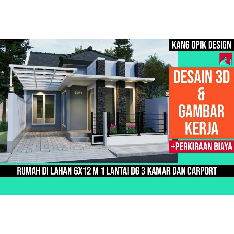 (DESAIN READY) Design rumah di lahan 6x12 meter