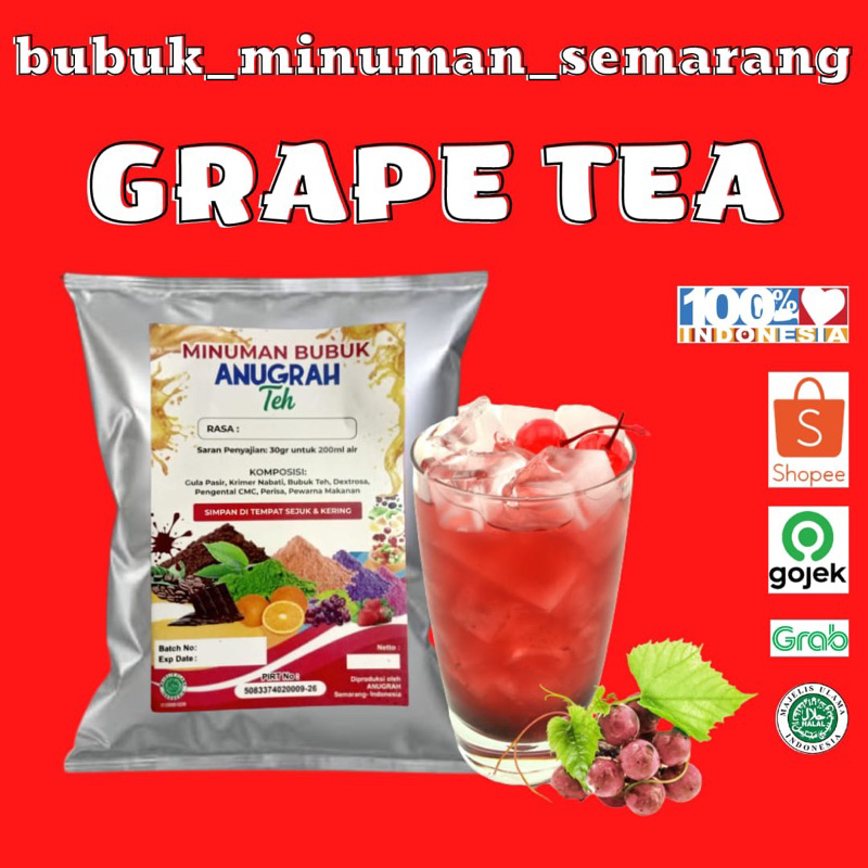 

Bubuk Minuman Rasa Grape Tea Teh Anggur Reguler 1kg