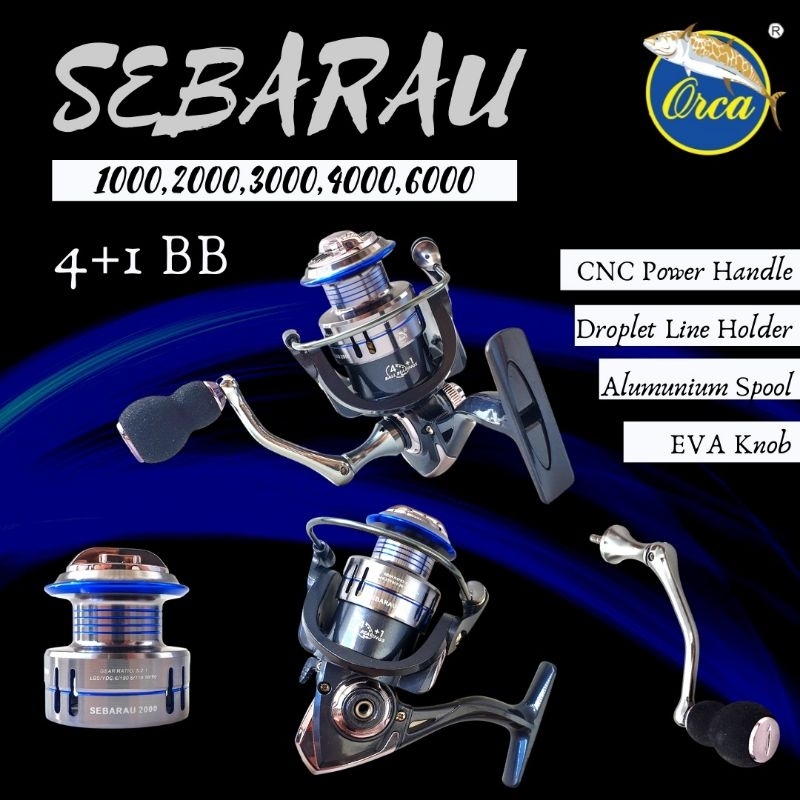 REEL ORCA SPINING SEBARU POWER HANDLE 1000-6000