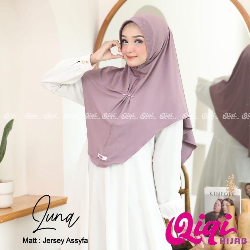 (Qiqi Hijab) LUNA •jilbab instan jersey premium•jilbab instan pet payet depan