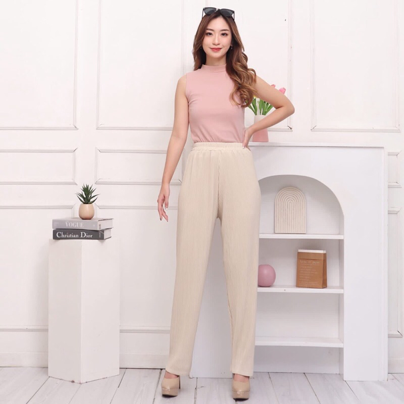 Celana Pensil Plisket Lidi / Pencil Pleated Pants/ Kulot pencil lidi