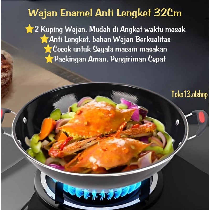 WAJAN ENAMEL TEFLON ANTI LENGKET / PANCI ENAMAL KUALITAS TINGGI⭐ Toko13.olshop⭐