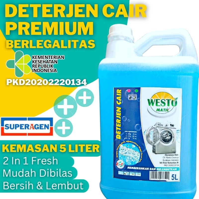 DETERJEN CAIR PREMIUM Westo Matic 5 Liter (Bisa Cod)