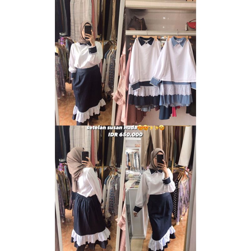 Susan huda setelan Denim