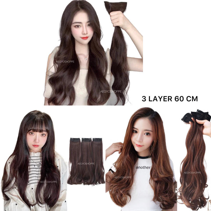 Hairclip korean 3 layer 60 cm (3 lembar) / hair clip korea 845A 845B 845W