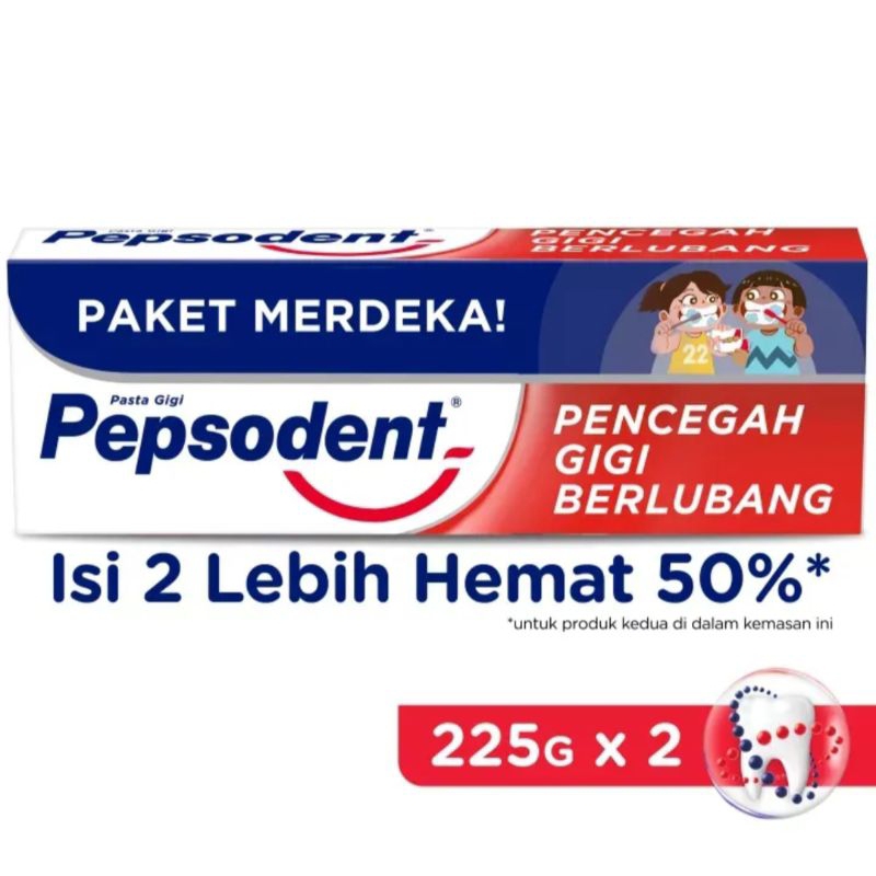 PEPSODENT PENCEGAH GIGI BERLUBANG 1PACK ISI 2 ODOL