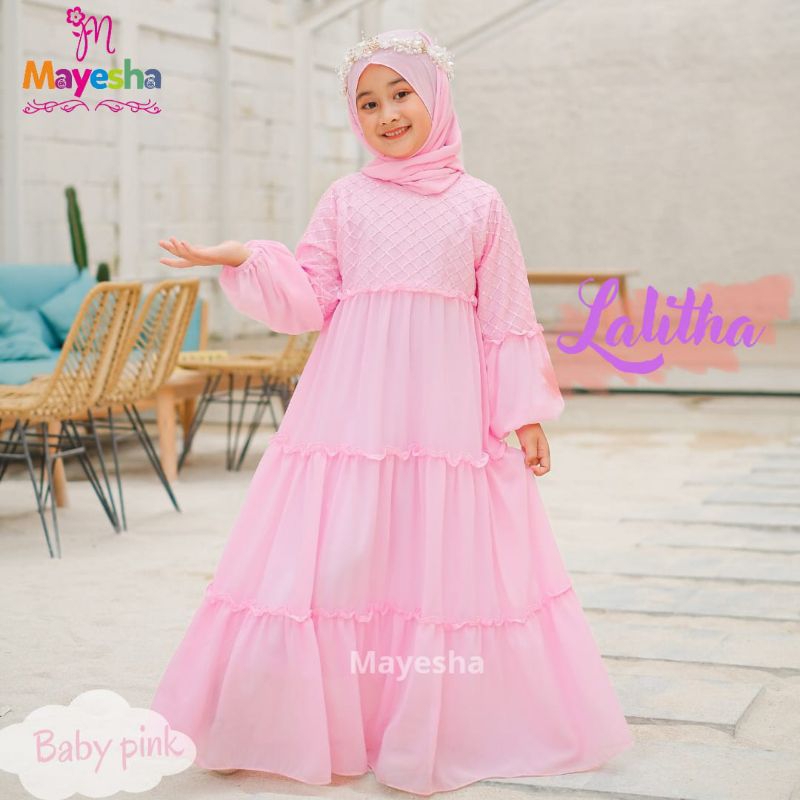 [4-9 TAHUN] READY STOCK !! GAMIS LEBARAN ANAK SET HIJAB PASHMINA LALITHA 4-9 TAHUN ORIGINAL BY MAYESHA / BAJU GAMIS LEBARAN HARI RAYA ANAK PREMIUM GAMIS PRINCESS TUTU BRUKAT