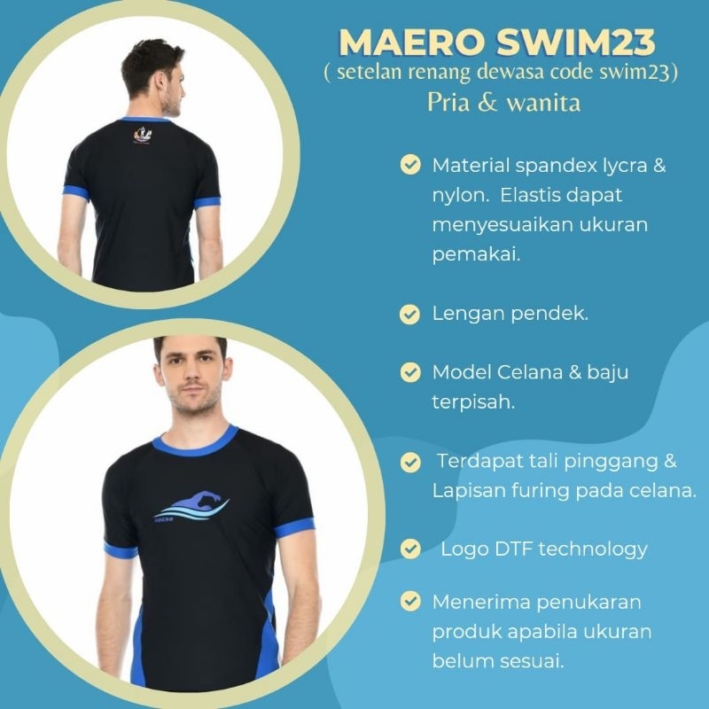 Maero Baju renang setelan pria &amp; wanita bb 40-120kg original swimming