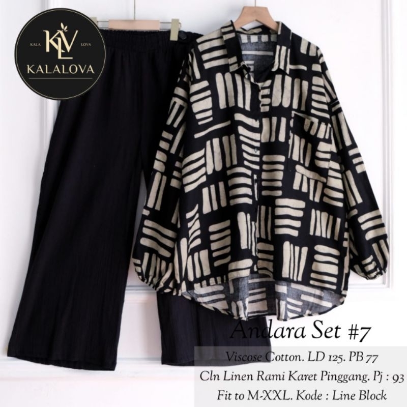 ANDARA SET/ANDARA SET #2 #3 #4 #5 #7 #9 VISCOSE COTTON LINEN RAMI KARET PINGGANG ORI BY KALALOVA