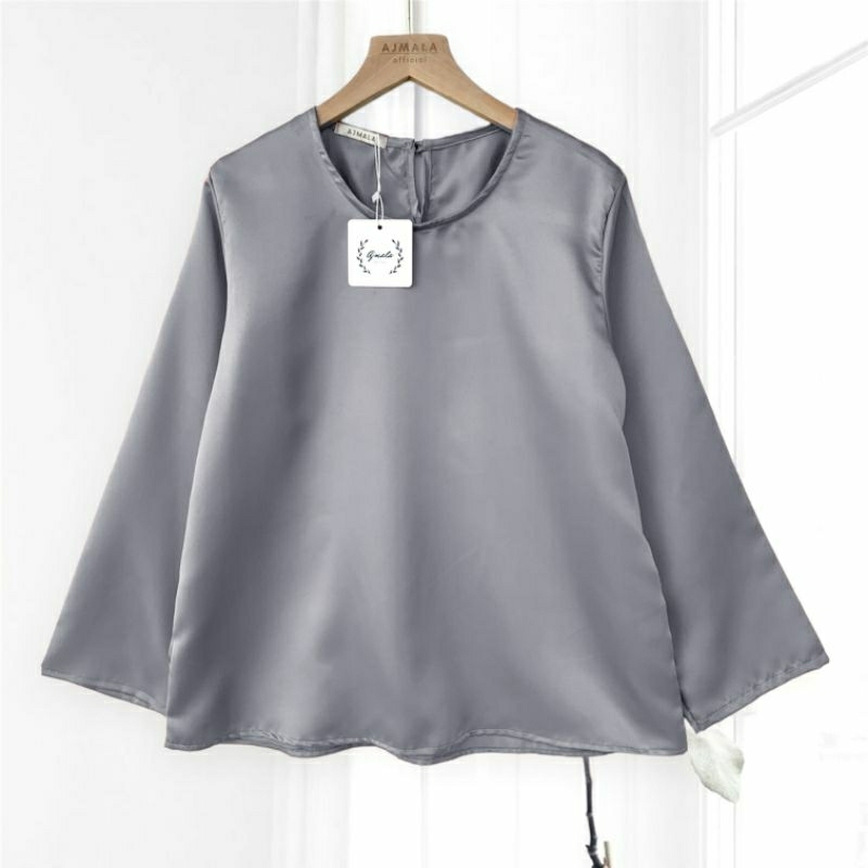 Blouse inner outer brokat / blus polos satin / Atasan polos Ajmala