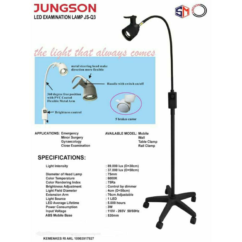 JUNGSON LED Examination Lamp JS-Q3 / Lampu Tindakan LED Jungson