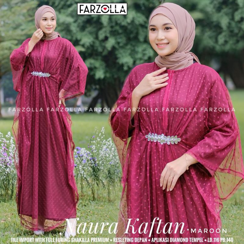 Naura kaftan by farzolla / baju kondangan / kaftan broklat / kaftan tile / gamis walimahan