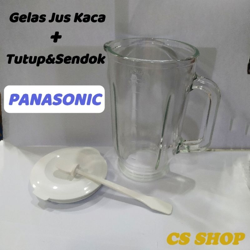 Gelas Jus Kaca Blender+Tutup Sendok Panasonic/Gelas Jus Kaca+Tutup sendok Panasonic