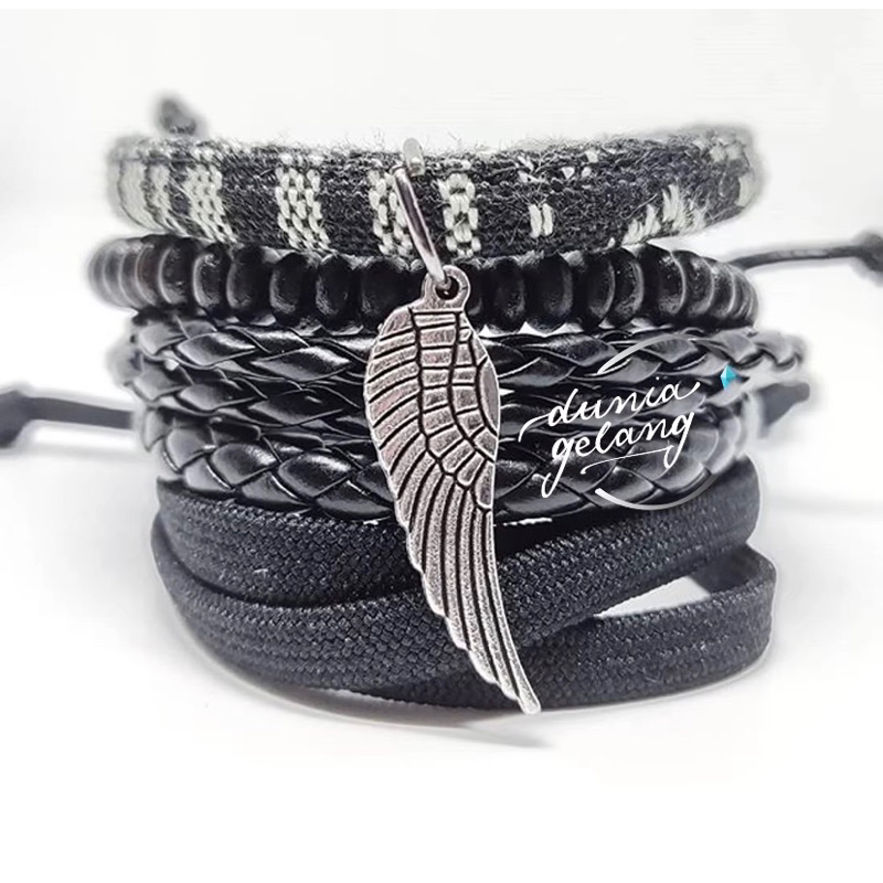 COD Gelang Set Pria Gelang Wanita - Gelang Set Kulit Gelang Titanium