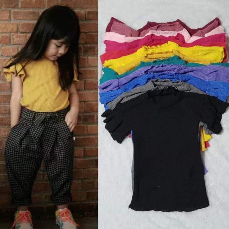 Atasan ilona Ruffle Tee Baju Anak Perempuan 2 3 4 Tahun Baju rajut anak