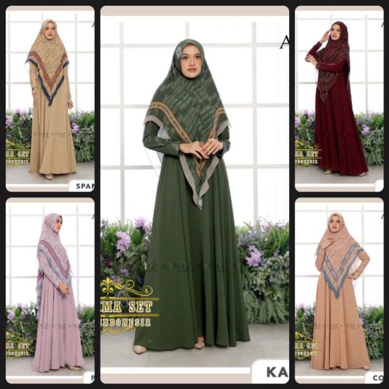 Khazima Set Syari by Arniz Collection/Khazima Set by Arniz/Gamis Lebaran/Arniz Terbaru