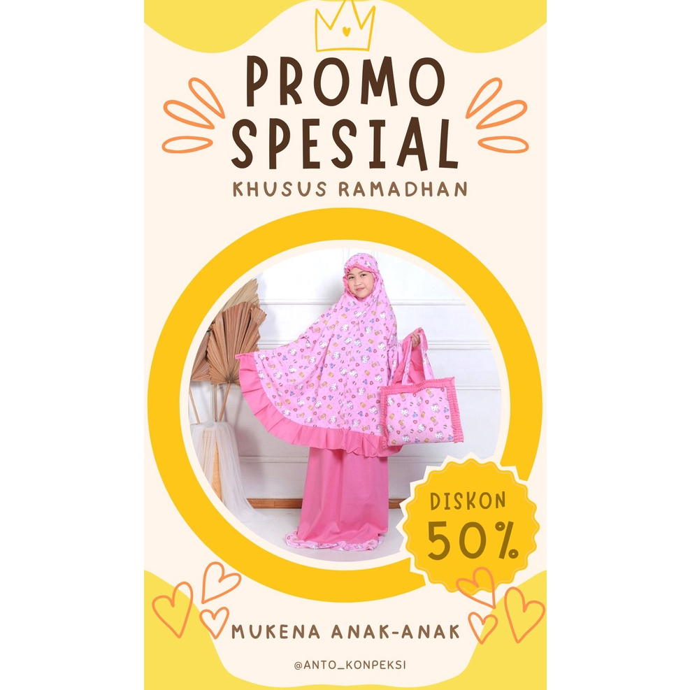 Mukena Anak usia 3,4,5,6,7,8,9,10,11,12,13 Thn Premium