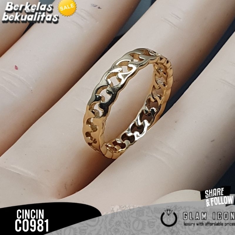 GLAMICON JEWELRY - Aksesoris wanita Cincin Wanita Motif rantai sedang simpel C0981 CCG