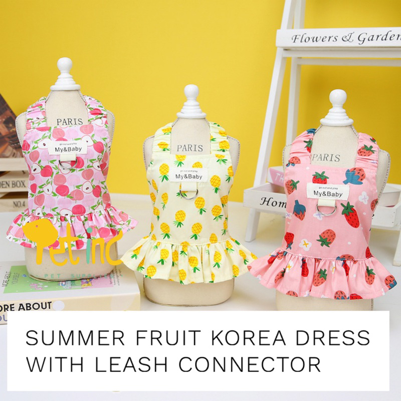 Summer fruit korea dress with leash connector