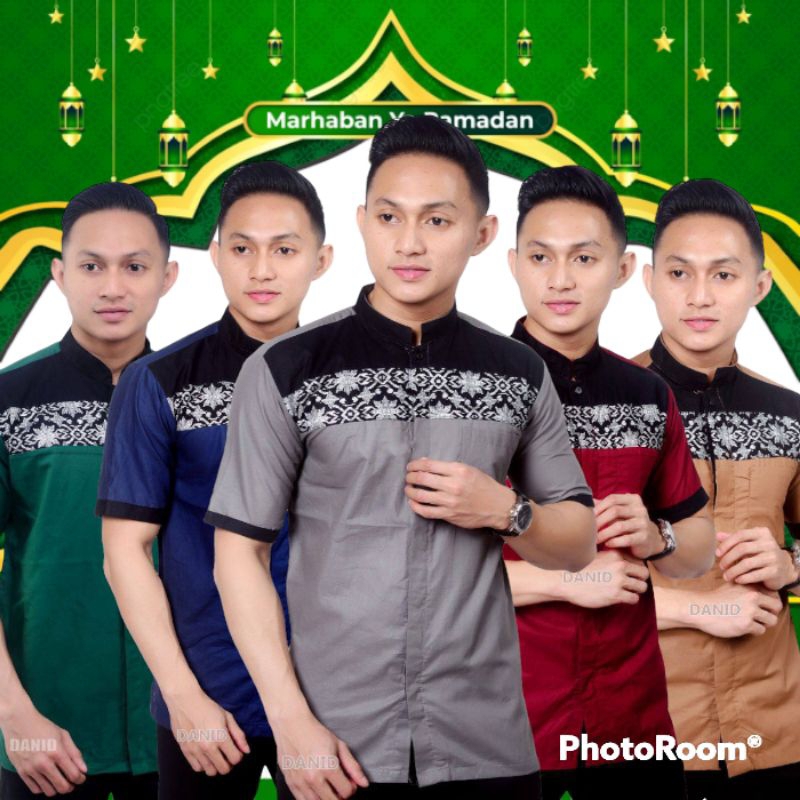 Baju Koko Batik Gempi Kombinasi Prada Lengan Pendek