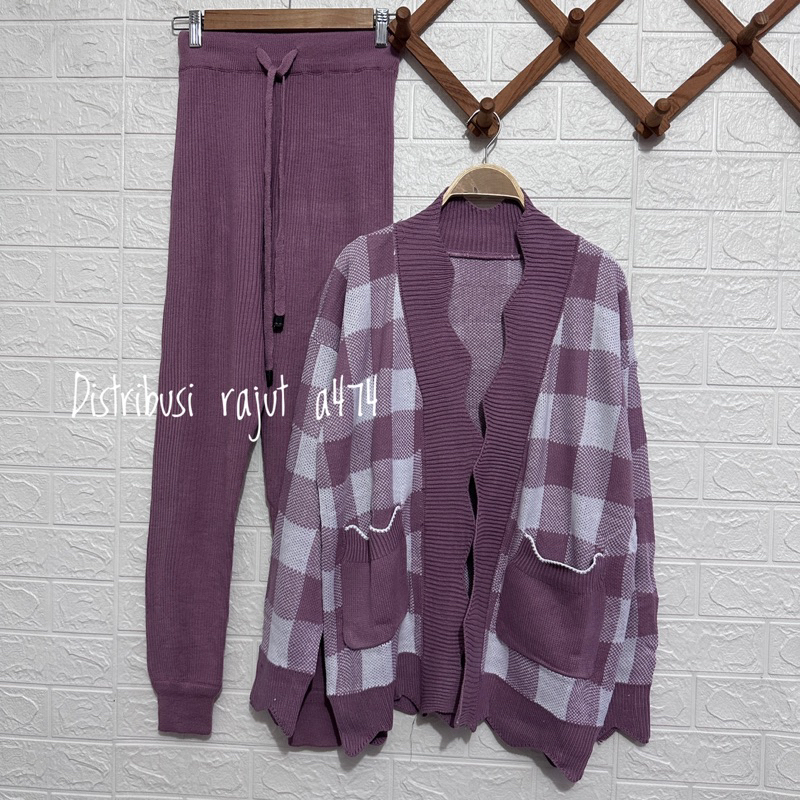 ONESET CARDIGAN MORENA SETELAN CELANA KULOT RAJUT WANITA