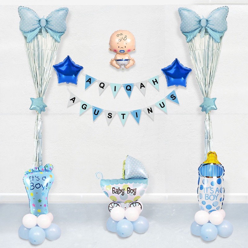 BALON DEKORASI AQIQAH BAYI LAKI-LAKI DAN BAYI PEREMPUAN / BALON DECOR AQIQAH