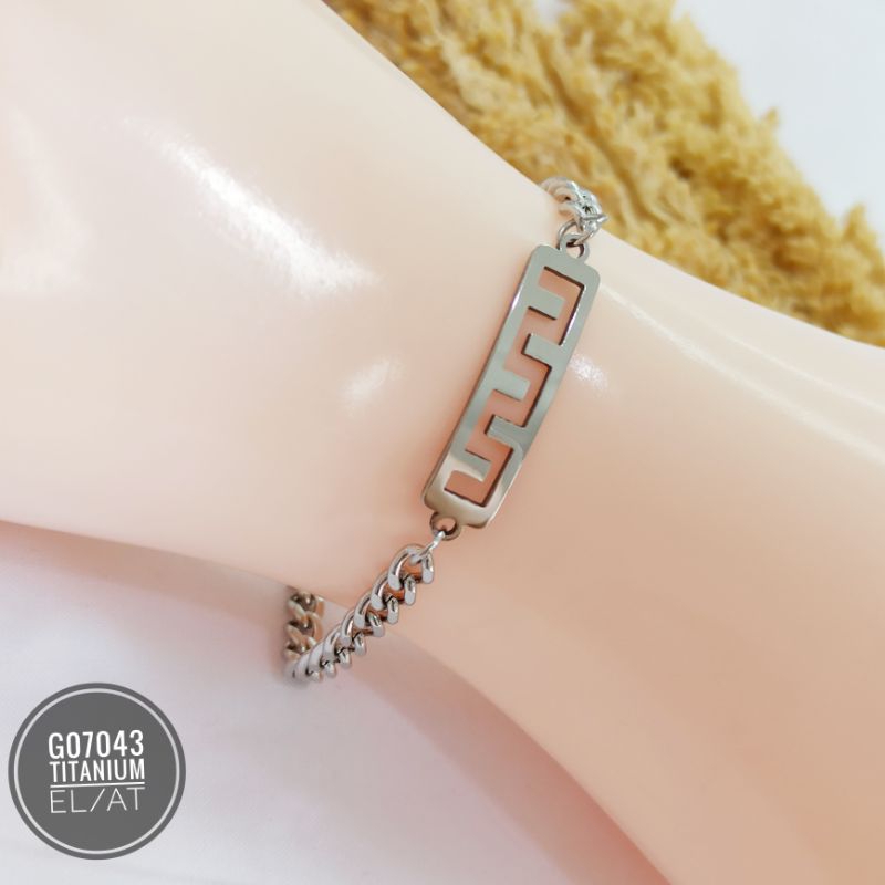 Gelang anak Titanium variasi silver (15 cm ) G07043