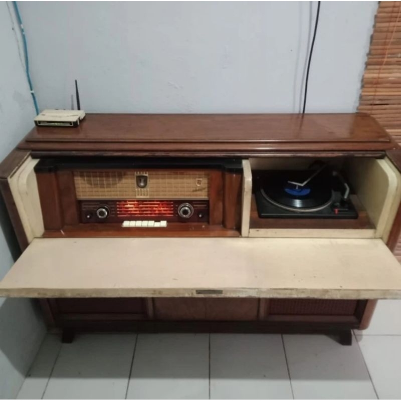 Radio Philips Turntable Garrard Tube Cabinet