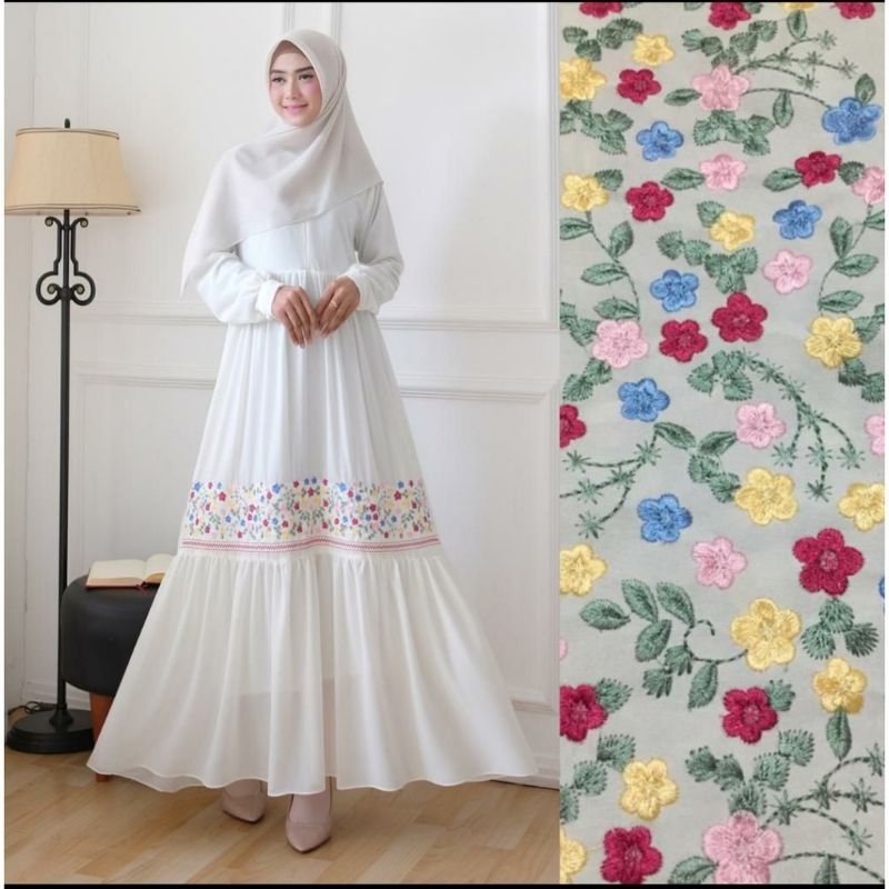 Gamis Ayunda Bordir Moscrepe All Size