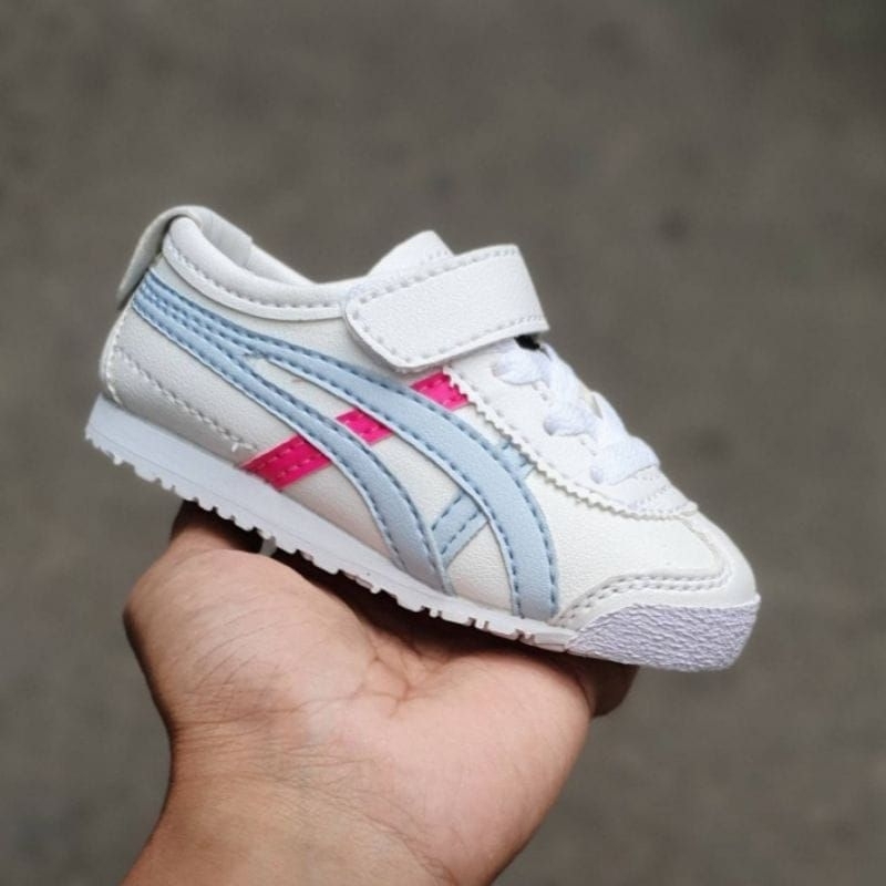 Sepatu Anak Laki Laki Perempuan Unisex Terbaru 0onitsuka Tiger Sepatu Kasual Anak Kanvas Velkro Tali