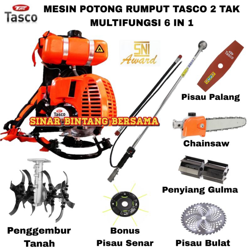 MESIN POTONG RUMPUT TASCO 2 TAK MULTIFUNGSI 6 JENIS MATA PISAU