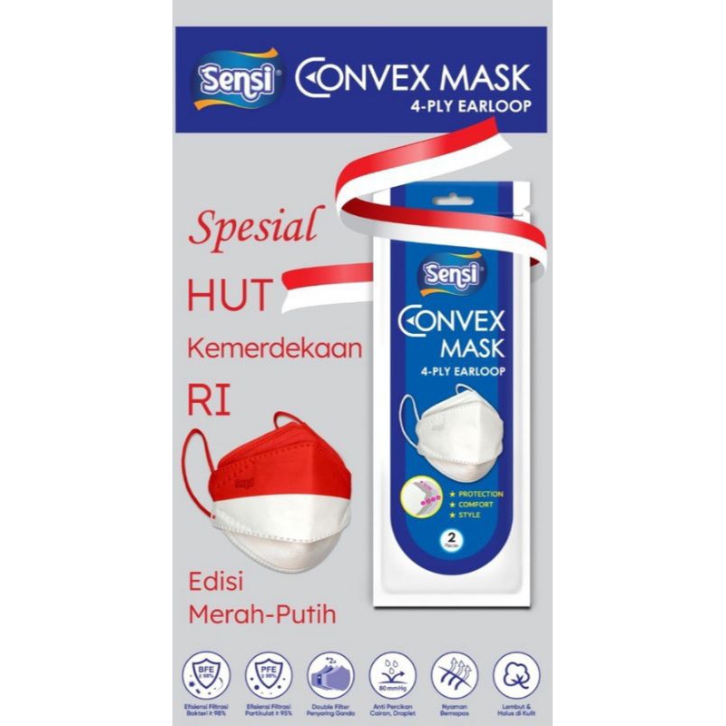 Masker Sensi Convex Merah Putih Kotakan