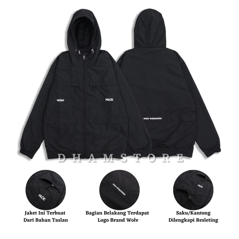 Black - Jaket Diablo Jaket Pocco Jaket Wolv Jaket Windbreaker Jaket Outdoor Jaket Pria