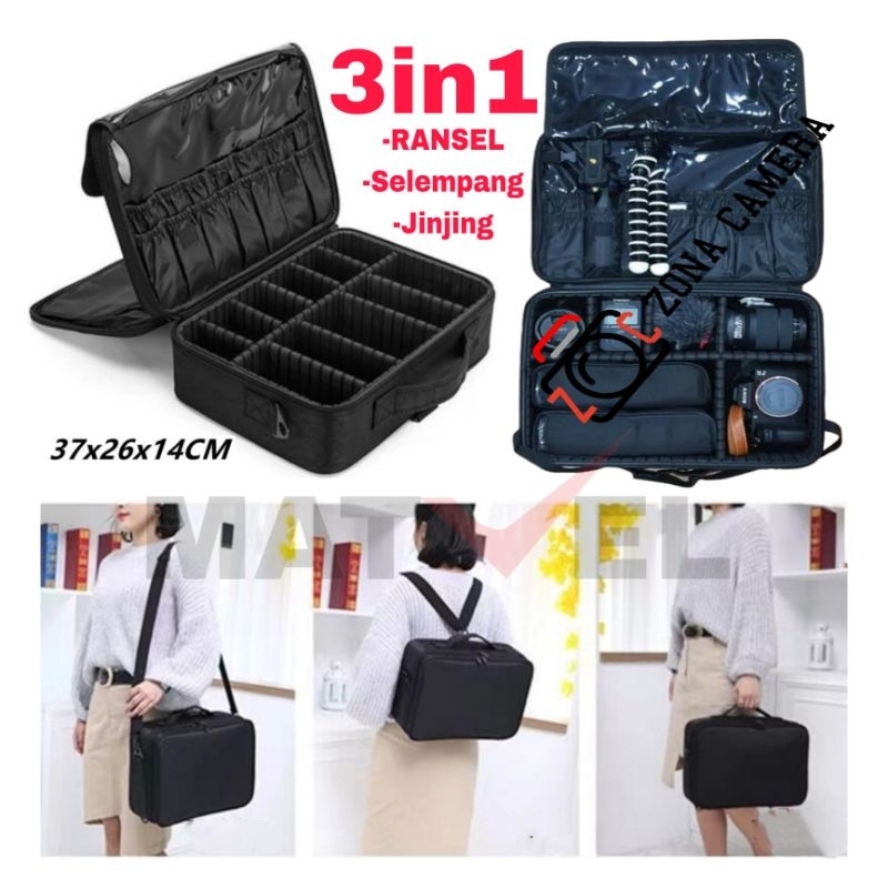 Matvel Black Panther Tas Partition Camera 2in1 Koper Ransel Selempang Bag Hardcase Kamera Pounch Dro