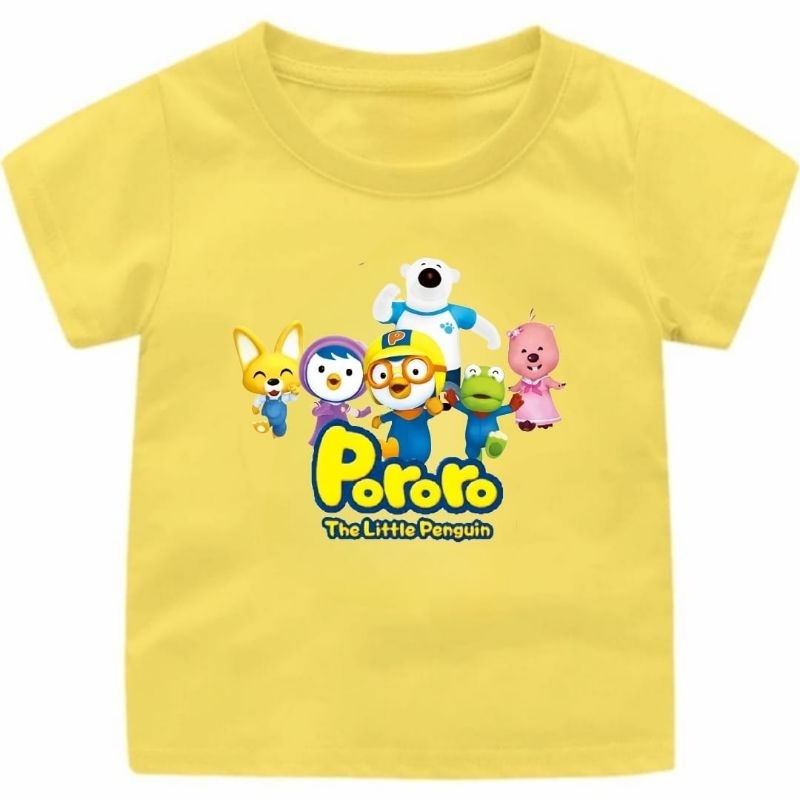 Baju Kaos Anak Cewek-Cowok 1-12Tahun PORORO//Atasan Kaos Anak Anak Lucu Ready 10 Warna