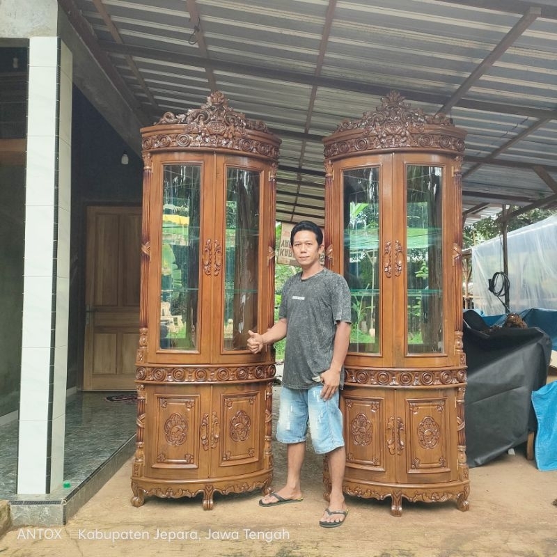 Lemari sudut jati, lemari sudut ukiran