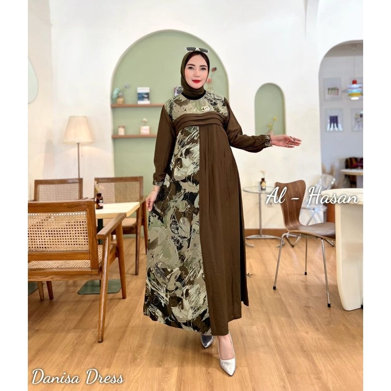 Danisa Gamis Al Hasan // Dress Muslimah Motif // Gamis Polo Linen